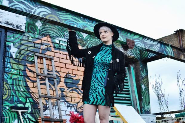 leopard print - green dress & suede jacket